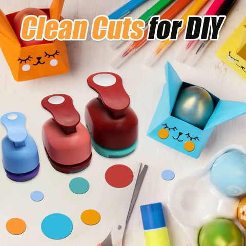 Three Size Circle Hole Punch Set For Scrapbooking And Card Making Includes One Inch, Five Eighths Inch, And Five Sixteenths Inch Punches, Spring Action Design