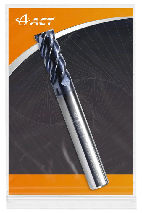 1/4 Inch Carbide Square End Mill, 4 Flute CNC Router Bit with AlTiN Coating for Steel and Alloys, copper, cast iron, HRC 50, 45 degree helix.