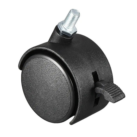 2 Inch Nylon Swivel Casters With Brake Twin Wheel Set For 360 Degree Rotation M10 By 15mm Threaded Stem Close-up