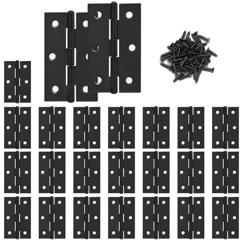 24 Pack 2.5 Inch Black Door Hinges Ball Bearing Butt Hinges For Cabinets Windows And Outdoor Use With Mounting Screws And 100 Screws