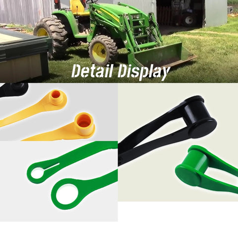 Hydraulic fitting coupler protective covers, 8 pcs, black yellow green red for John Deere tractor port plugs and caps.