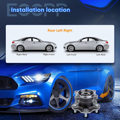 Diagram showing installation of Pair of Rear Wheel Hub Bearing Assembly 512201 for Nissan Altima 2002-2006, Maxima 2004-2008, Quest 2004-2009, OE Replacement