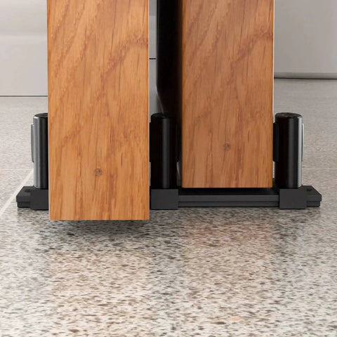 Sliding Closet Door Floor Guide With Adjustable Bottom Guide And 3 Roller System For Bypass And Barn Doors In Black Finish 1 Piece Protects Door Surfaces While Ensuring Smooth Quiet Operation installed view