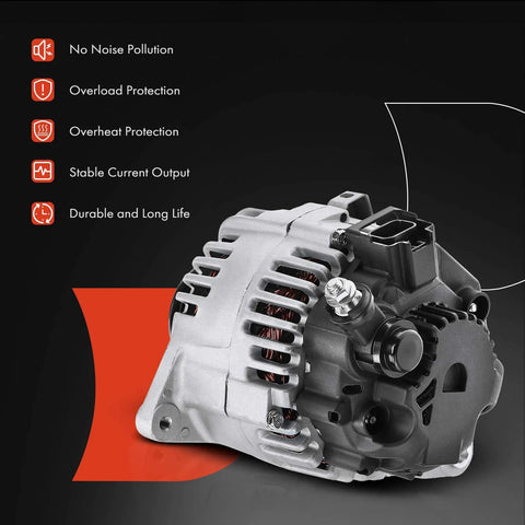 Premium 12V High Output Alternator For Hyundai And Kia V6 2.7L Engines With 6 Groove Pulley, front view, on black background