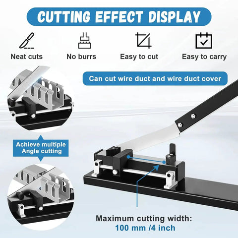 Open Slot Wire Duct Cutter Tool for PVC Trunking slotted ducts and covers with 45 and 90 degree cutting, maximum width 100mm