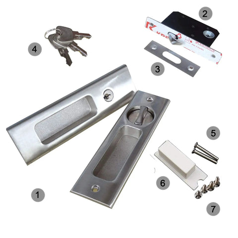 Sliding Door Lock With Invisible Recessed Handle And Latch, Includes Keys, For Pocket Doors And Barn Wood Doors, Interior Privacy Hardware
