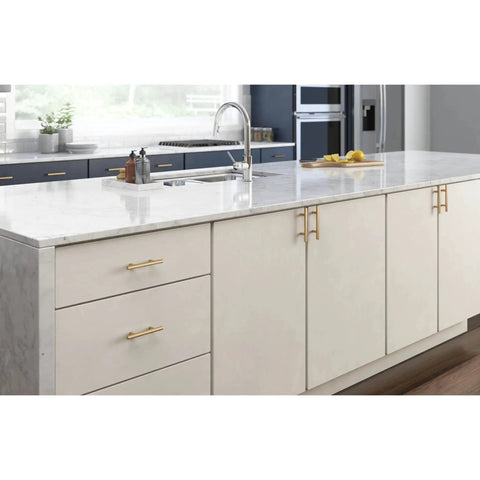 Champagne Bronze Cabinet Handles 3 Inch Hole Center Modern Pulls For Drawers And Cabinets 10 Pack Durable Solid Bar Hardware For Kitchen Cabinets And Dressers Easy Install Fade And Scratch Resistant Finish installed on kitchen drawers and cabinets