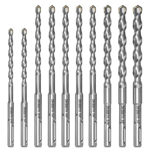 10 Piece SDS Plus Drill Bit Set Carbide Tipped For Rotary Hammer Drills Ideal For Concrete Cement Porcelain Tiles Ceramic Stone Brick