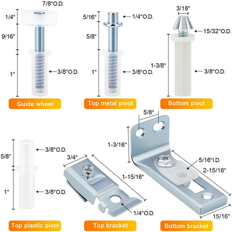 All In One Do It Yourself Bifold Door Hardware Repair Kit with top/bottom brackets, pivots, guide wheel for door installation