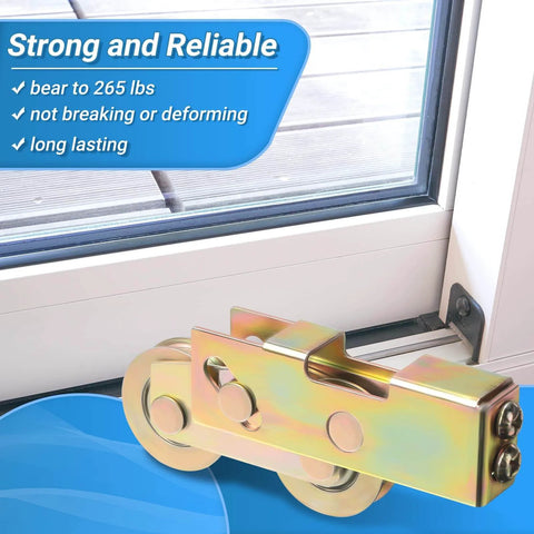 4 Pack Sliding Door Rollers Replacement Kit One And One Quarter Inch Steel Ball Bearing Tandem Wheels for Patio Doors