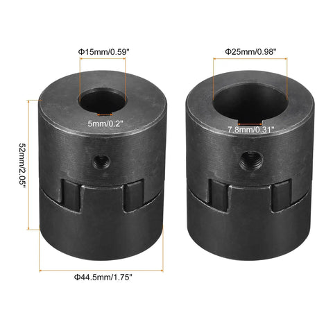 Rock Solid Flexible Coupling Shaft 15mm To 25mm Bore 52mm Length 44.5mm Outer Diameter Motor Coupler Joint For Servo