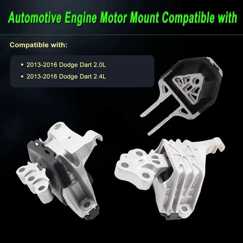Engine Motor Mount Set For 2013 2014 2015 2016 Dodge Dart 2.0L 2.4L Replacement A5674 A5690 A5822 Includes Right Mount And Rear Torque Mount 3 Piece Kit Premium Ready To Install Direct Fit Durable Replacement Part