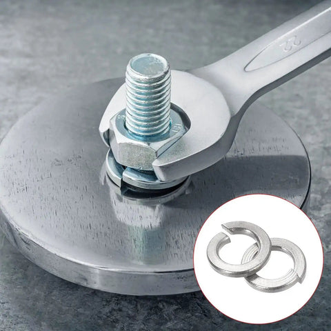 7/16 Inch Split Lock Washer 25 Pack In 304 Stainless Steel For Household, Machinery, Furniture And DIY Projects Durable Spring Lock Gasket Washers To Stop Nuts From Loosening with wrench fastening bolt