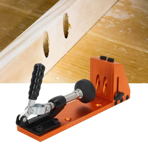 Pro Grade 15 Degree Pocket Hole Jig Kit with Aluminum Alloy Construction in Bright Orange for precision drilling