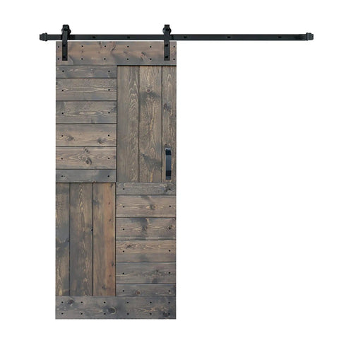 36 Inch By 84 Inch S Series DIY Barn Door With 6.6 Ft Hardware Kit In Smoky Gray Space Saving Sliding Door