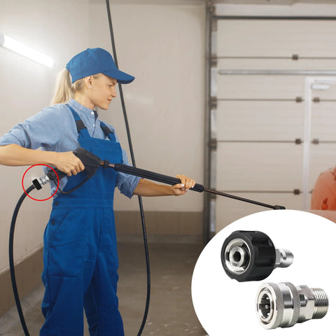 Hourleey stainless steel pressure washer adapter set with M22 male threads, 3/8 in QC, 3/4 in release, 8-pack