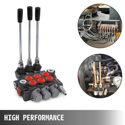Three Spool Hydraulic Control Valve 11 GPM Double Acting Directional Valve For Tractors And Loaders With Cast Iron Body 3600 PSI Relief