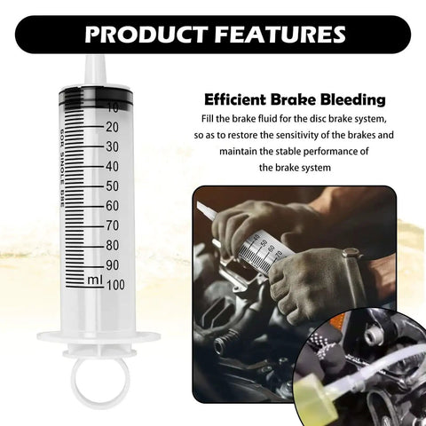 5 Piece Motorcycle Brake Bleeder Kit With Hose, 100ml Syringe, Clamp And Screws for Precise, Responsive Braking