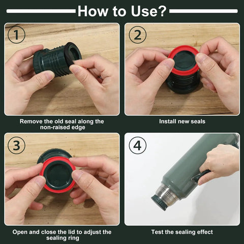 Steps to use Four Pack Silicone Replacement Gaskets For Stanley Classic Thermos Lids BPA Free Sealing O Ring Gasket