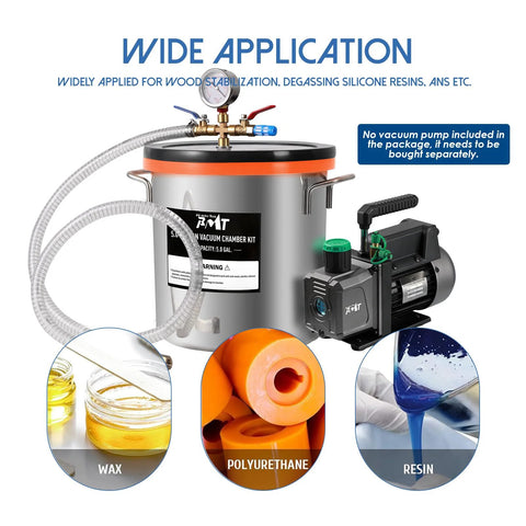 PB Motor Tech stainless steel vacuum chamber, 3-gallon with tempered glass lid, 12L degassing chamber.