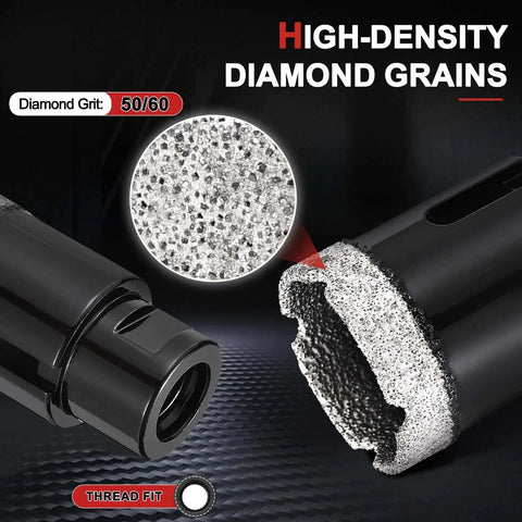 Close-up of diamond grit on Pro Grade Diamond Core Drill Bit For Angle Grinders PATIKIL Four And One Half Inch Diamond Hole Saw
