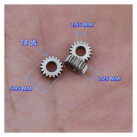 0.3 Module Planetary Gearbox Gear, 5.95mm Diameter, 2.55mm Inner Hole Bore, 18 Teeth held for scale in hand