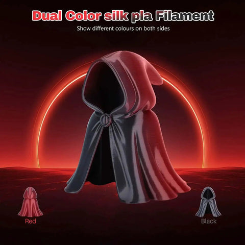 Silk Dual Color 1.75mm PLA Filament For 3D Printing Black And Red Coextrusion Slick Silk Finish Hooded Figure Display