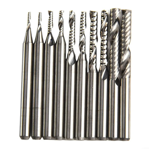 Carbide End Mill Set With 1/8 Inch Shank Single Flute Upcut Router Bits For CNC Milling Wood And Acrylic, 10 Piece Kit With 4mm 6mm 12mm 17mm 22mm Sizes