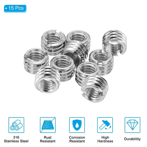 PATIKIL 316 stainless steel thread adapter sleeves set, M6x1 male to M4x0.7 female, 15 pcs