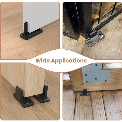 8 Pack Black Pocket Door Floor Guides Set For Bypass And Pocket Doors Durable POM Plastic Bottom Track With Screws