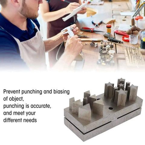 Pro Grade Jewelry Punch Die Disc Cutter Set With Assorted Shapes And Sizes, Steel Forming Tool for Jewelry Making on workbench