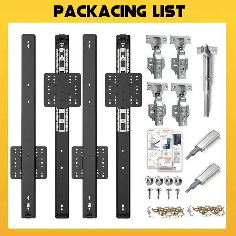 Heavy Duty Pocket Door Hardware Kit With DIY Friendly Hidden Sliding System And Pivot Hinges Magnetic Catches And Soft Close
