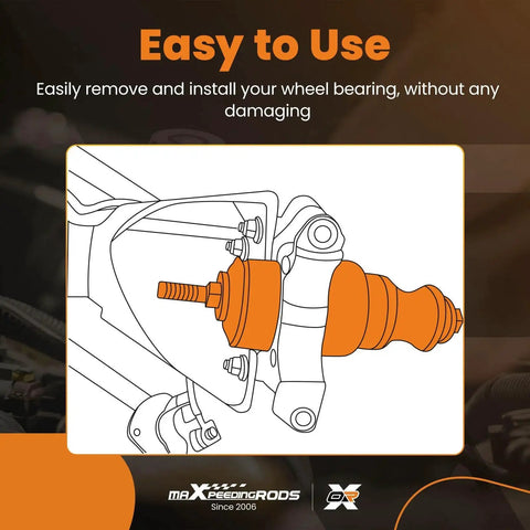 Diagram of UTV Wheel Bearing Removal Tool Kit 40 And 44 Mm Fits Polaris RZR Ranger General Sportsman showing installation process