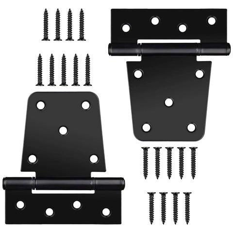3.5 Inch Heavy Duty Gate Hinges 2 Pack Black Iron Extra Thick T Gate Hinges with Screws for Barns and Fences