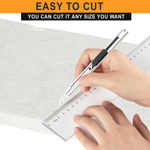 BACLAUGH Kaowool ceramic fiber insulation blanket, 2 in thick x 15 in x 24 in, gray fireproof ceramic fiber shown being cut