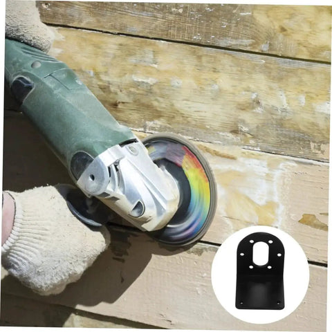 Close-up of a handheld sander in use on wood, with inset image of a 4 Pack DC Gear Motor Mounting Brackets L Shape Fixed Seat Holder For 37 Series Gear Reduction Motors.