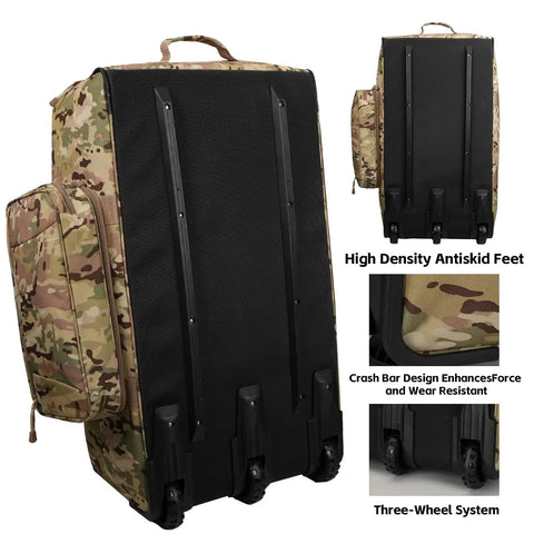 Heavy Duty 120L Three Wheel Rolling Duffle Bag For Travel Camping And Outdoor Adventures With Durable TearResistant Construction