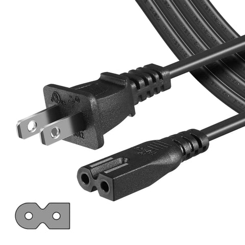 10 Foot 2 Prong Polarized Power Cord For TVs And Sewing Machines Beefy 18 AWG Cable showing plug and connector ends