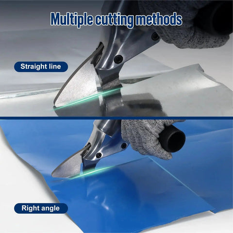 Powerful Sheet Metal Cutter Drill Attachment With 360 Degree Pivoting Handle For Quick Curved And Straight Cuts, Easily Replacing Scissors And Knives, Made From Chrome Vanadium Steel For Durable Performance VlOXO Compatible close-up cutting sheet metal