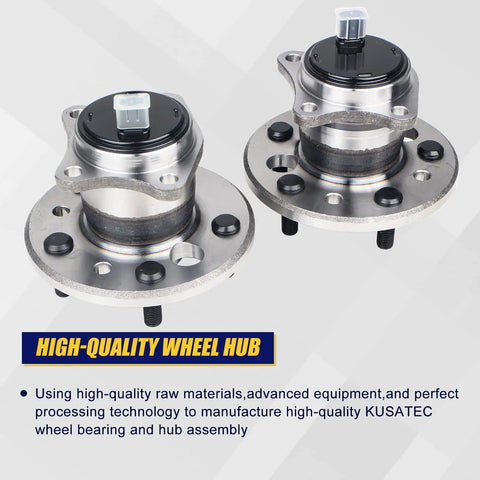 Rear Wheel Bearing And Hub Assembly Replacement For 512206 512207 Compatible With Lexus ES300 ES330 ES350 Avalon Camry Highlander Solara With 5 Lug And ABS Fits 2001 Through 2012 Models, front view of dual hub units