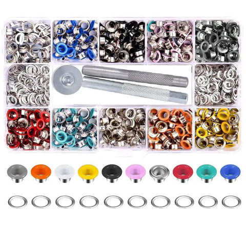 300 Set 6mm Colorful Grommets Eyelets Kit With Metal Eyelets And Installation Tool For DIY Projects Clothes Shoes And Crafts