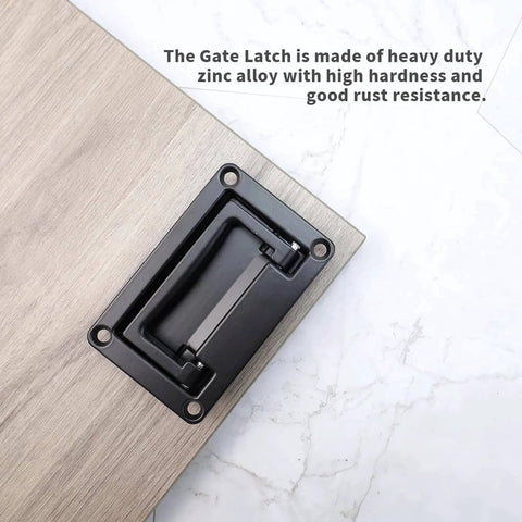 Black Recessed Flush Pull Handle For Deck Hatch in zinc alloy, mounted on wooden surface, features rust-resistant design and bumper post.