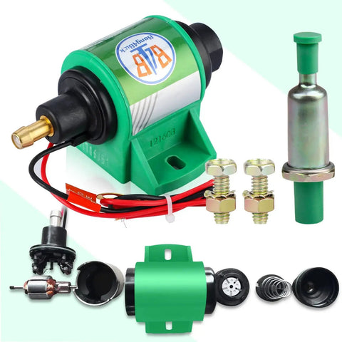 12V Universal Inline Fuel Pump with Five Sixteenth Inch Inlet and Outlet 35 GPH at Four to Seven PSI Low Amp Draw Heavy Duty Copper Coil Motor