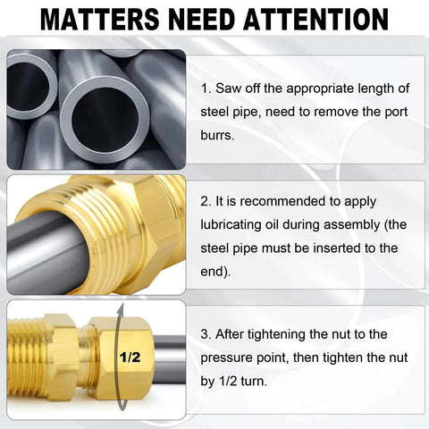 Brass Compression Tube Fitting 1/2 Inch OD x 1/2 Inch NPT Male Compression Union Connector installation guide.