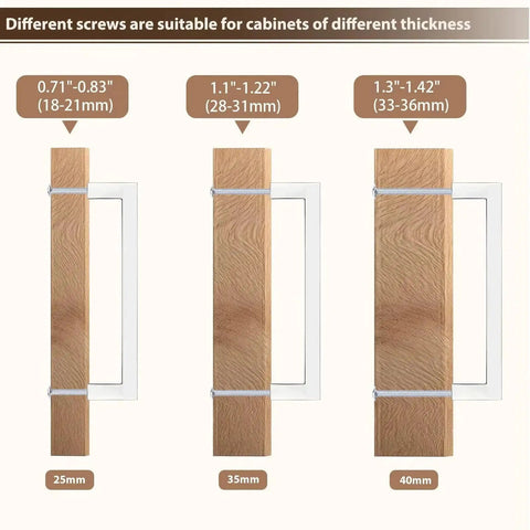 Screw size guide for installing Five Pack Polished Chrome Cabinet Handles For Drawers And Cabinets, Solid Zinc Alloy Square Pulls