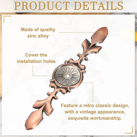 Four Piece Zinc Alloy Cabinet Handle Backplates Set For Wardrobes Cupboards Closets And Dressers Retro Vintage Drawer Knob Back Plates Red Finish With 0.18 Inch Hole