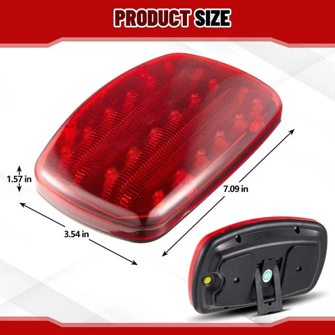 Red LED wireless trailer light with magnetic mount; front view.