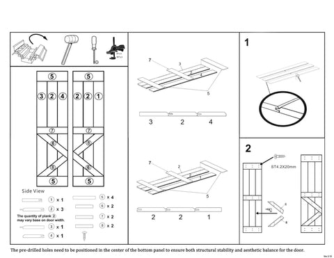 Assembly instructions for Unfinished 30 Inch By 84 Inch Wood Bi Fold Barn Door for DIY Install with Sliding Hardware Kit Made from Knotty Pine.
