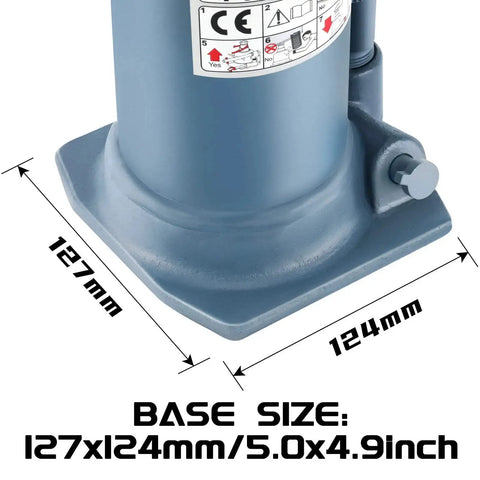 Base of 4 Ton Bottle Jack With Double Ram And Welded Construction For High Lift Range showing size dimensions 127x124mm