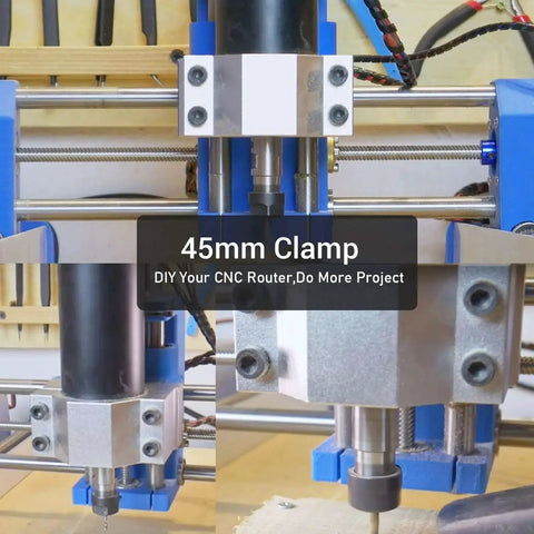 45mm Aluminum Spindle Clamp Motor Bracket Holder For CNC Machines And Routers installed on a CNC machine setup